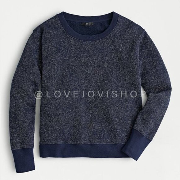 J.Crew Metallic Pullover Sweatshirt | Navy Sparkle Crew for Fall Sporting Events - Picture 2 of 8